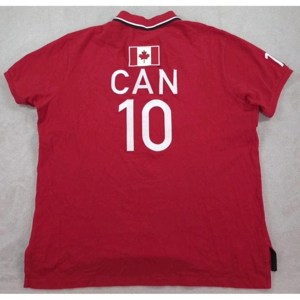 Polo Ralph Lauren Canada Shirt Red Mens 2XL XXL Big Pony Embroidered